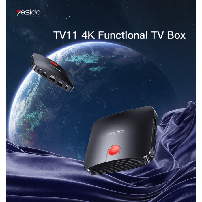 Yesido TV11 Smart TV Box Android Settop OTT Set Top Box 4K Media Player with 5G Connectivity and HDMI Output - product image