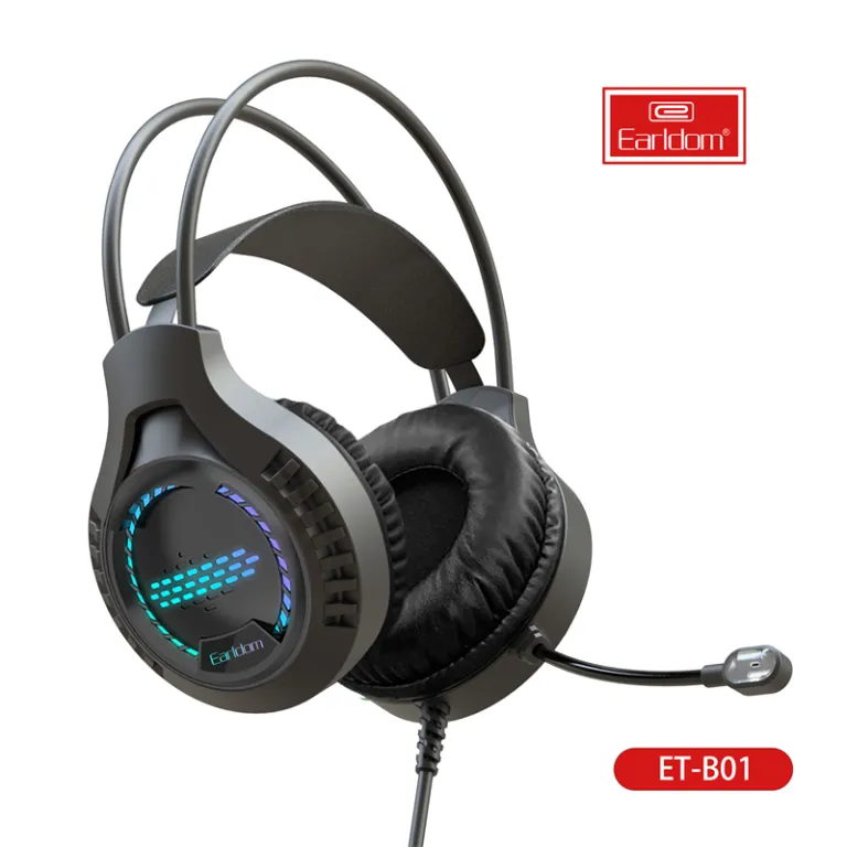Earldom USB Wired Gaming Headset with RGB Light Stereo Sound and Noise-Canceling Microphone for PS4 and PC